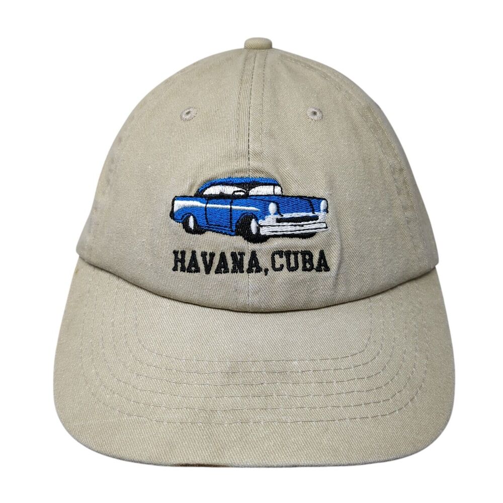 Havana Cuba Strapback Hat Tan OS Adjustable Embroidered DMR Classic Headwear